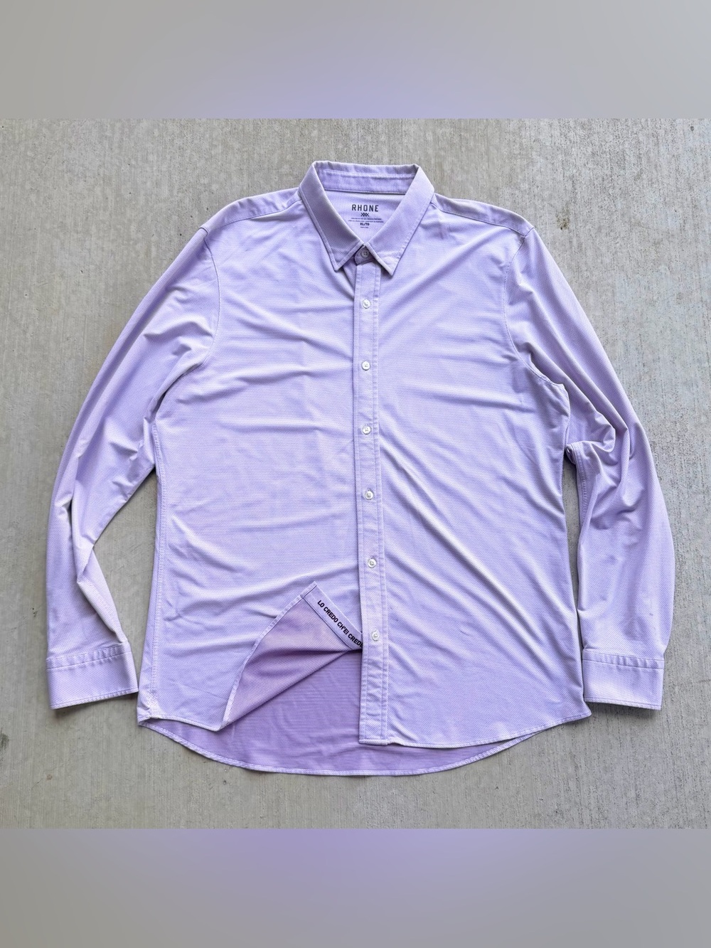 Rhône Commuter Shirt Men Size XL Lavender Stretch Button Up